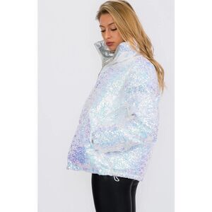 Sequin Embellished Puffer Jacket